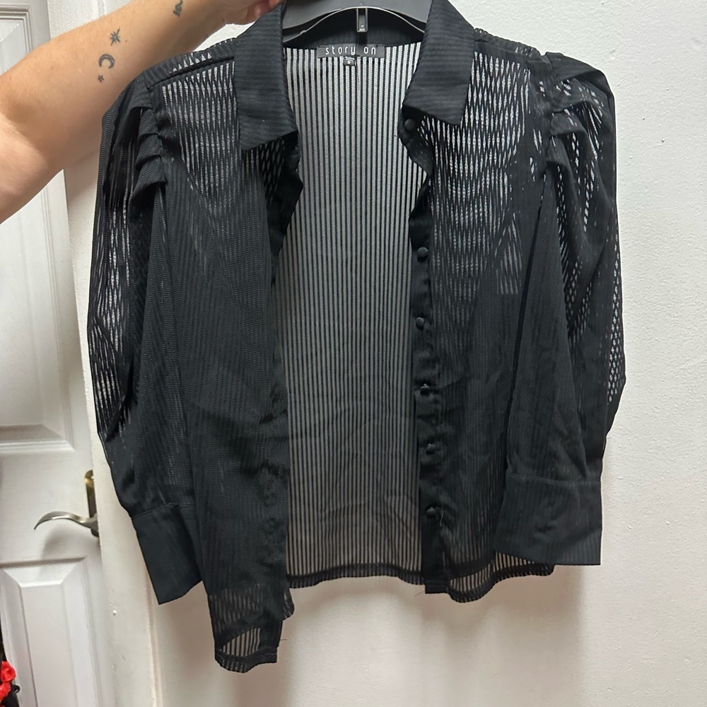 Sheer Striped Button Up